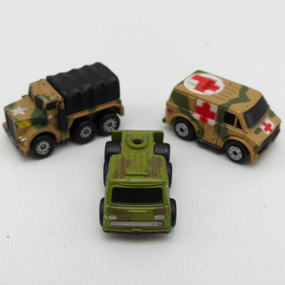 Lot of 3 Vintage Diecast Military Vehicles Ambulance Truck Tank Mixed Toy Cars